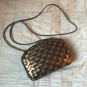Metallic tricolor vintage clutch/crossbody